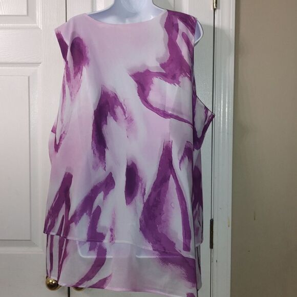 Lane Bryant 2 pc sleeveless blouse and open front light weight cardigan Sz 22/24 - Picture 8 of 9